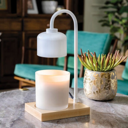 Arched Candle Warmer Lamp White & Wood