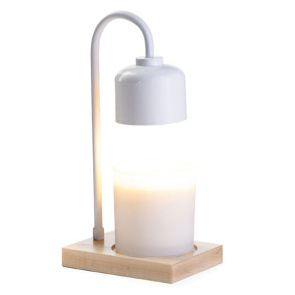Arched Candle Warmer Lamp White & Wood
