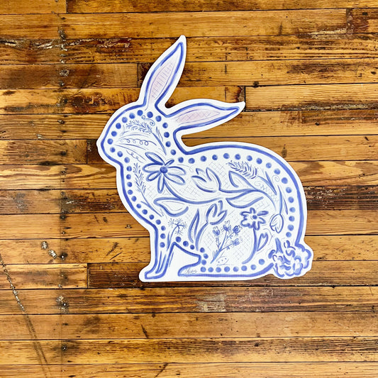 Blue Chinoiserie Bunny (Left Facing)
